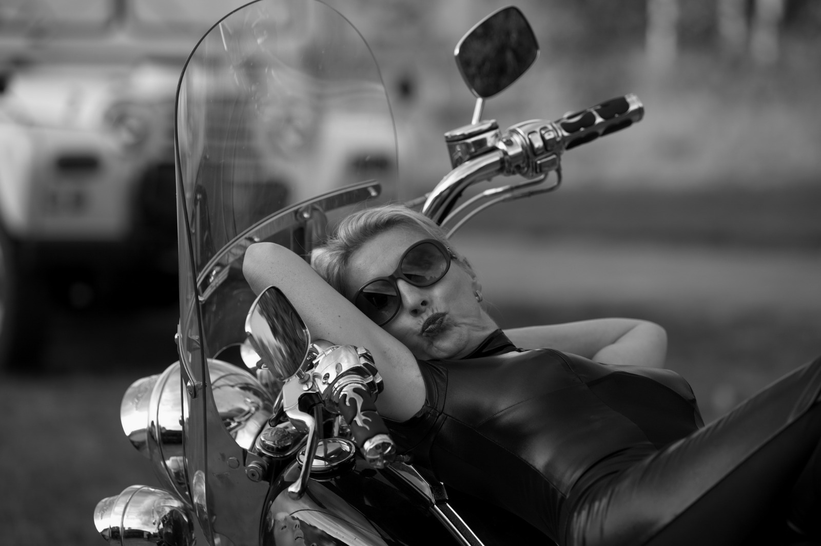 Porträt auf einem Motorrad